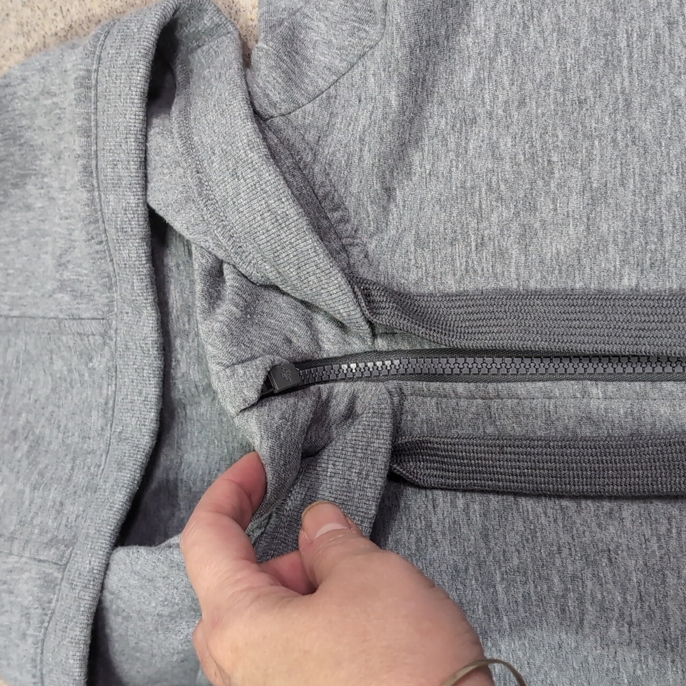 Eddie Bauer full zip hoodie sweatshirt jacket, gray, women's XL, thumb holes - Picture 4 of 14
